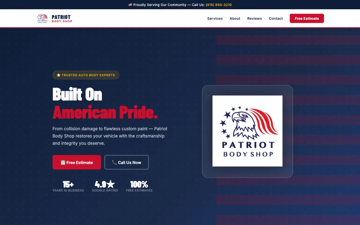 Collision repair website built by Bishop Systems
