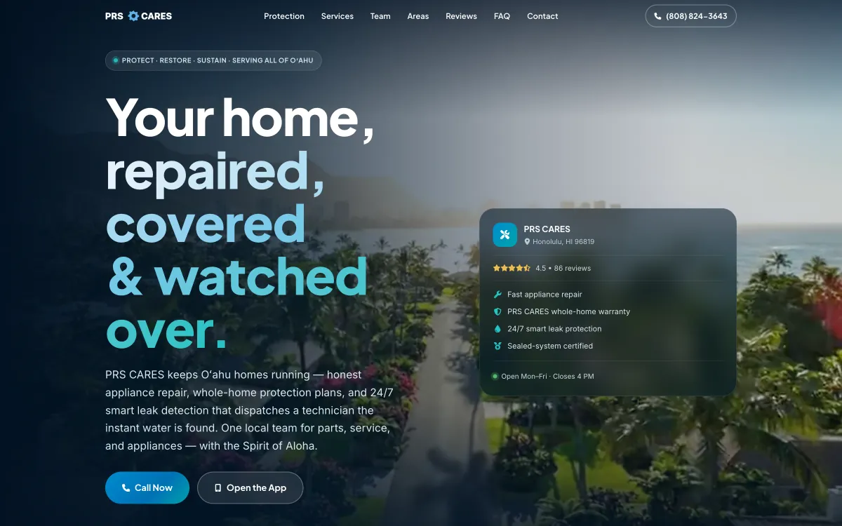 Home protection plans website built by Bishop Systems